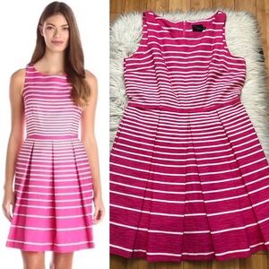 Just Taylor Pleated Striped Sleeveless Pink White A-line Mini Dress size 14